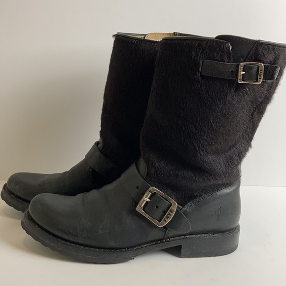 FRYE Veronica Leather Calf Hair Short Boot 6.5 Biker Western Y2K 90’s Grunge - Picture 5 of 16